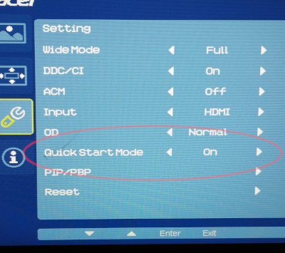 QuickStart Mode = On